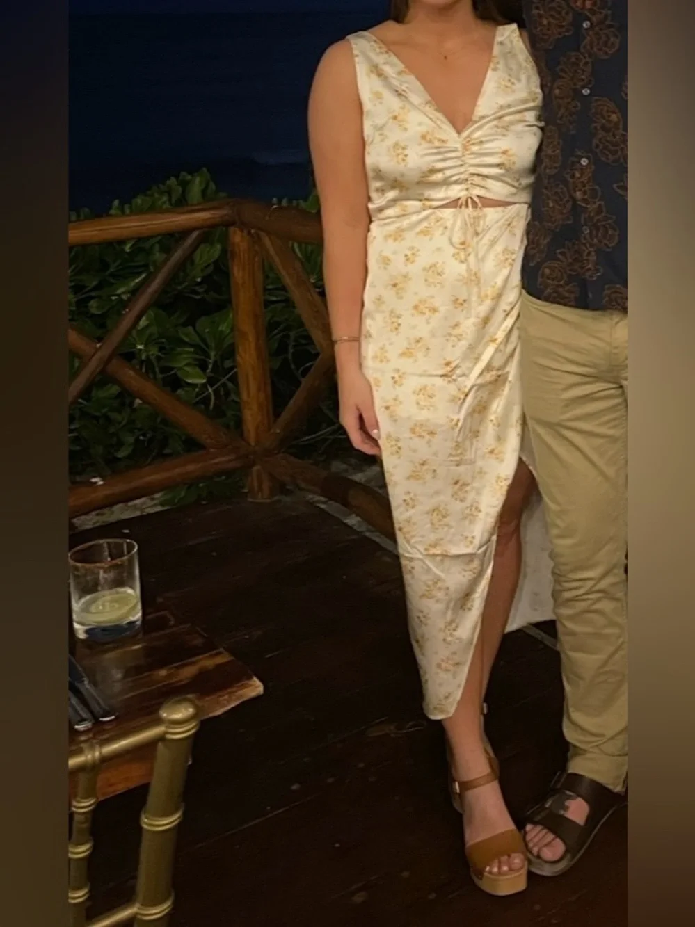 Abercrombie & Fitch Cream Maxi Dress with Yellow Floral Print